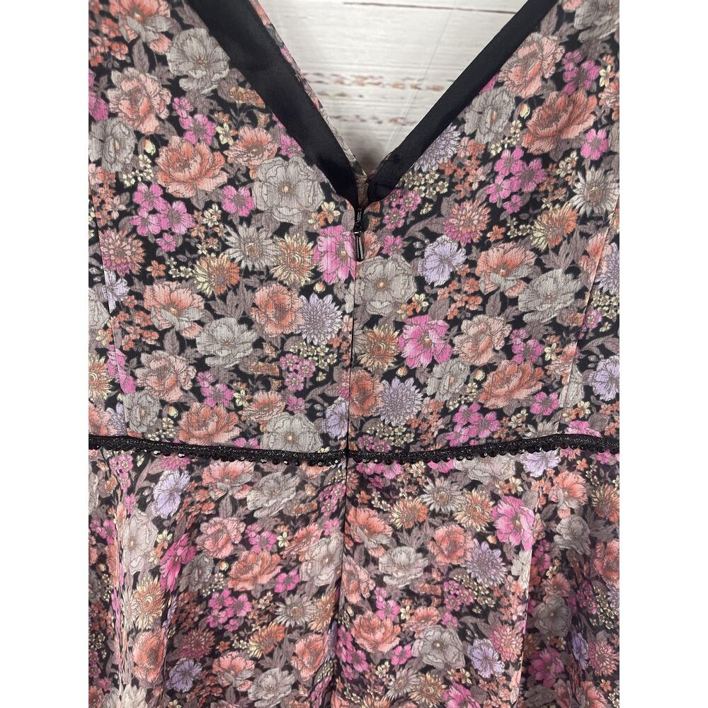 DB Studio Dress Women's 16 Floral Sleeveless Tiered Chiffon Beaded Maxi Formal - Picture 9 of 11